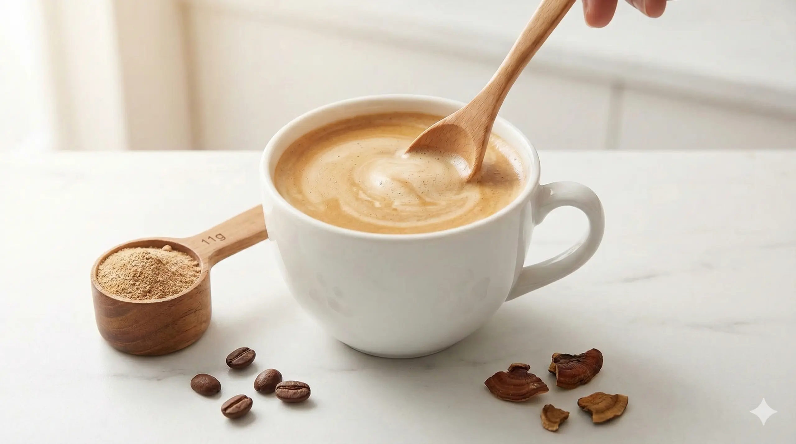 Royal Coffee Latte - Preparing a delicious mushroom coffee latte